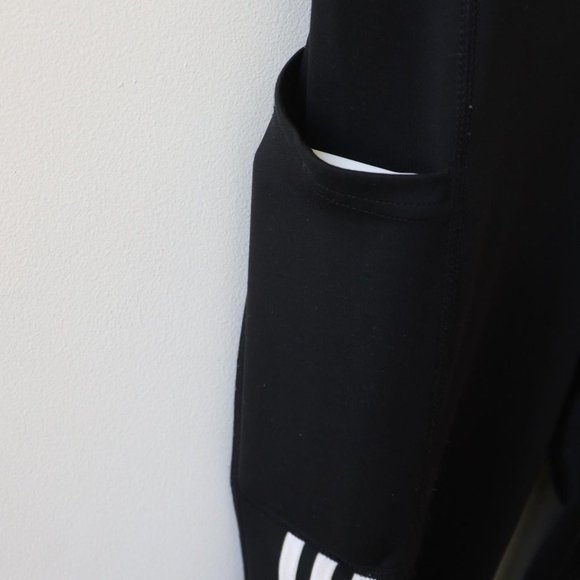 Adidas Climalite black athletic leggings with white stripes - Picture 3 of 4